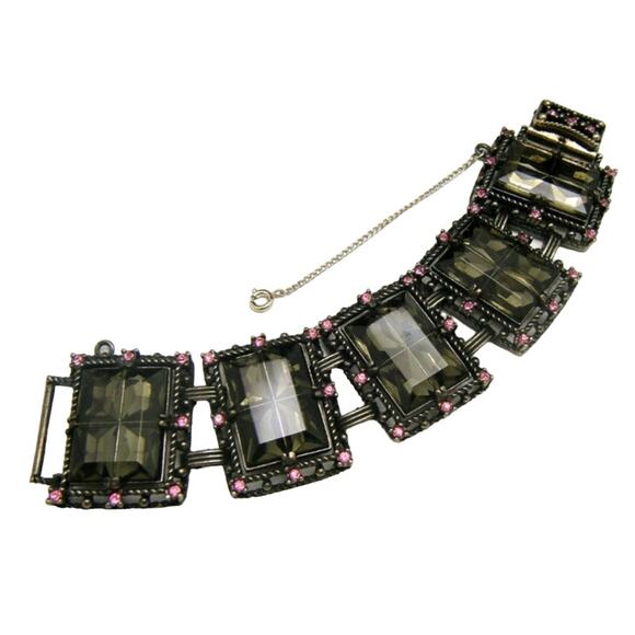 Vintage Sarah Coventry Midnight Magic Bracelet and earring set statement stamped - Picture 9 of 9